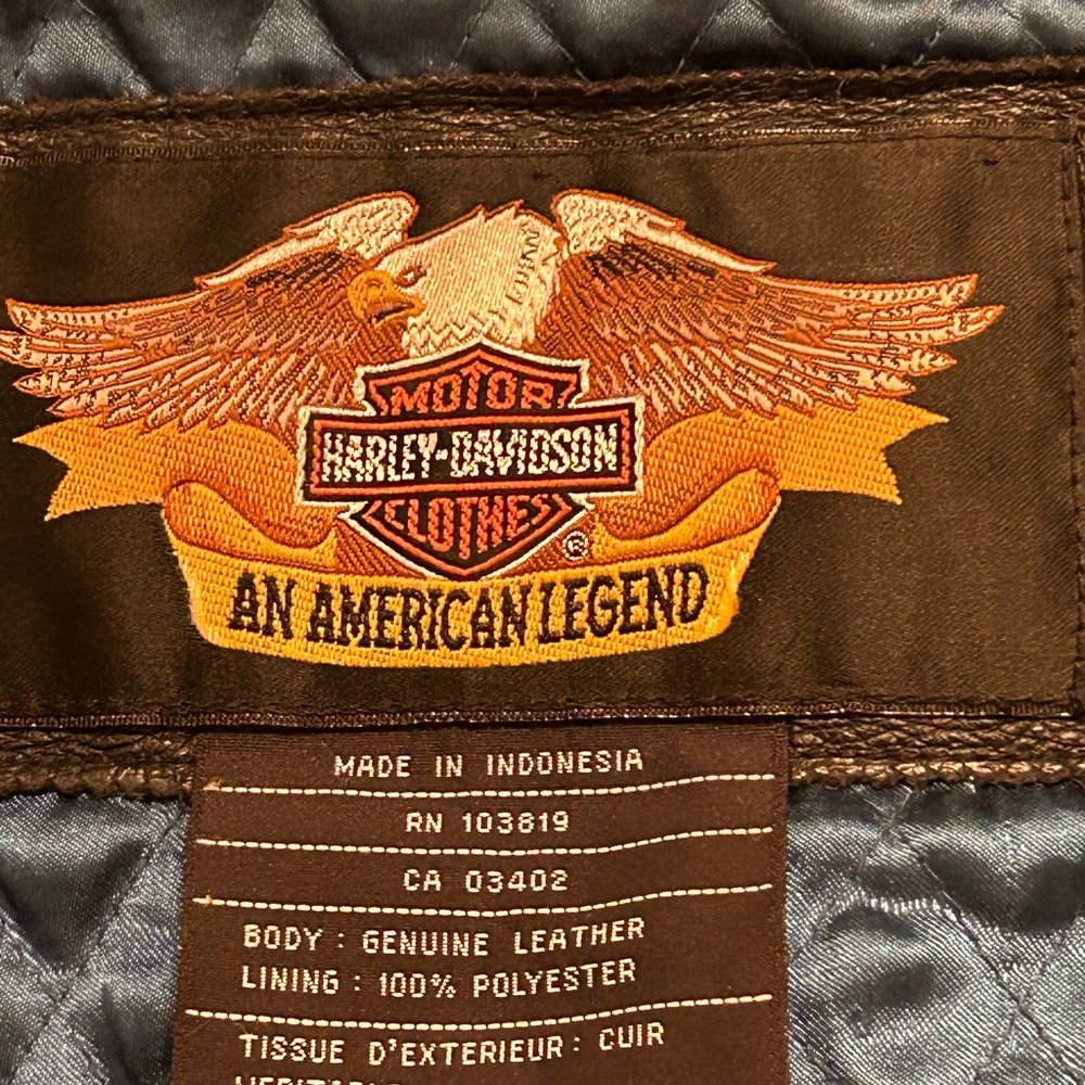 Harley-Davidson Black Leather Jacket with Fringe and Zipper Accents - Picture 12 of 16